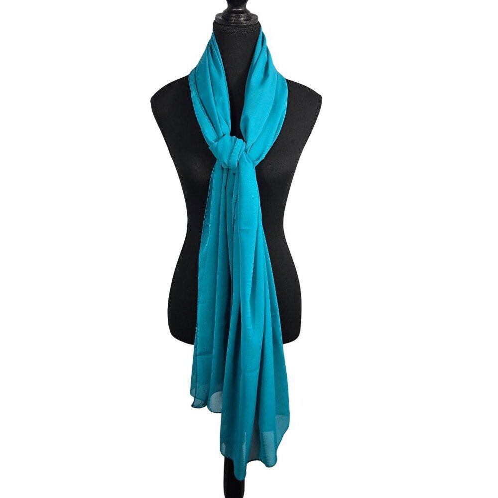 NIP | Teal Blue | Oversized Sheer Chiffon Scarf Wrap | 28" x 80"